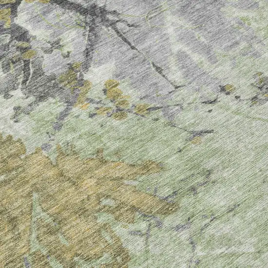 Green And Brown Abstract Washable Indoor Outdoor Area Rug Photo 8