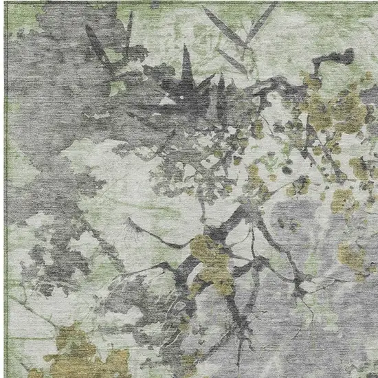 Green And Brown Abstract Washable Indoor Outdoor Area Rug Photo 5