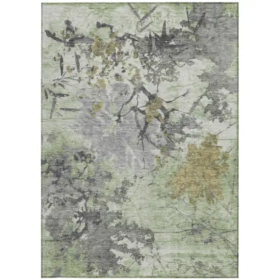 Green And Brown Abstract Washable Indoor Outdoor Area Rug Photo 4