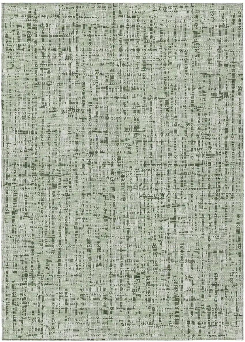 Green And Brown Abstract Washable Indoor Outdoor Area Rug Photo 2