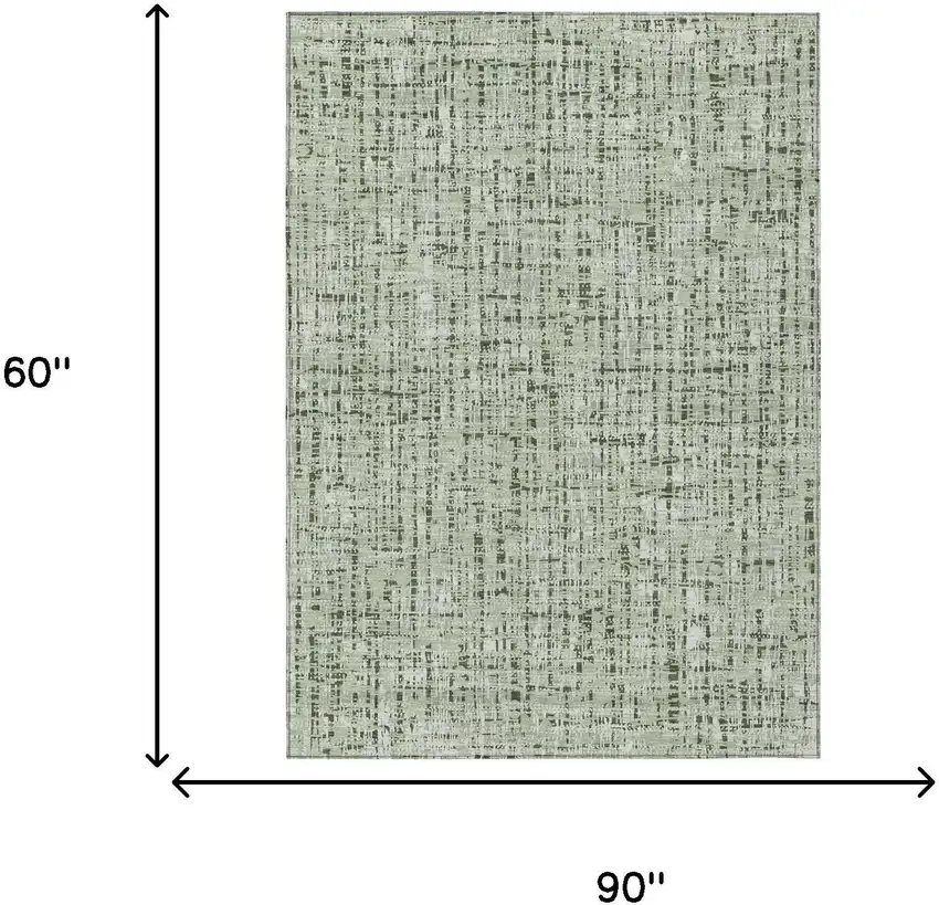 Green And Brown Abstract Washable Indoor Outdoor Area Rug Photo 7