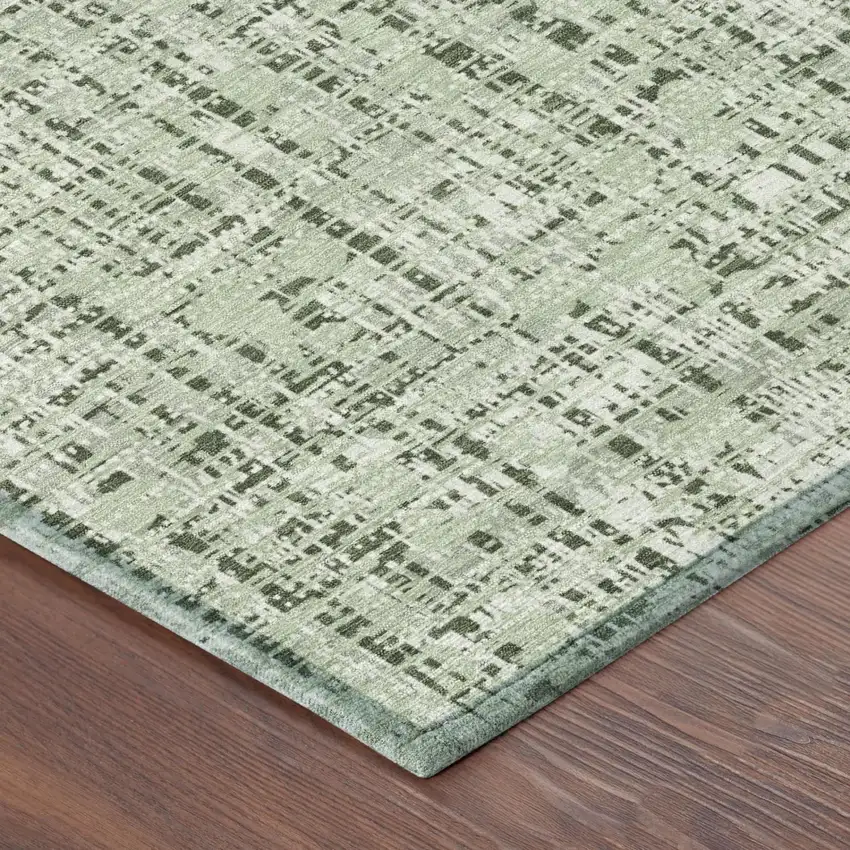 Green And Brown Abstract Washable Indoor Outdoor Area Rug Photo 5