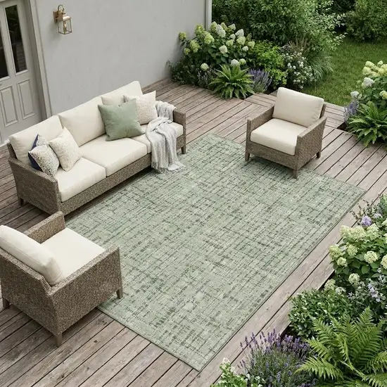 Green And Brown Abstract Washable Indoor Outdoor Area Rug Photo 1