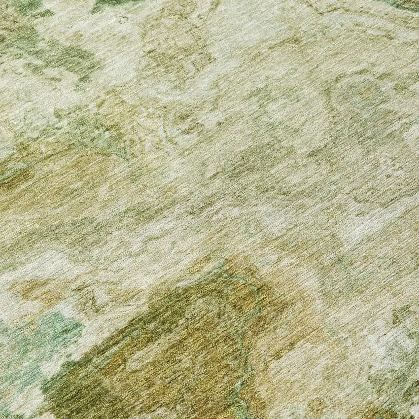 Green And Brown Abstract Washable Indoor Outdoor Area Rug Photo 4