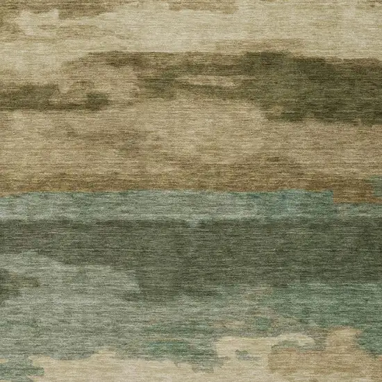 Green And Brown Abstract Washable Indoor Outdoor Area Rug Photo 4