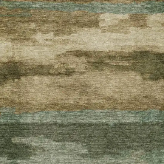 Green And Brown Abstract Washable Indoor Outdoor Area Rug Photo 6