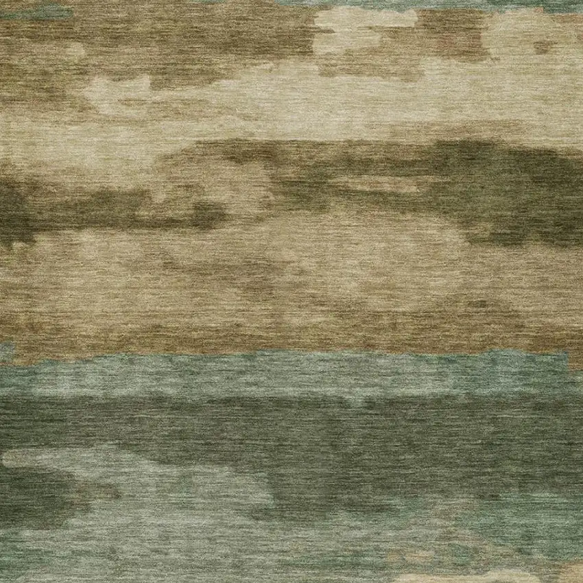 Green And Brown Abstract Washable Indoor Outdoor Area Rug Photo 7