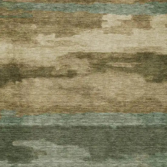 Green And Brown Abstract Washable Indoor Outdoor Area Rug Photo 1