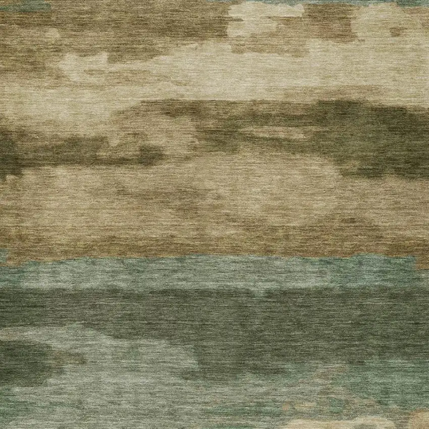 Green And Brown Abstract Washable Indoor Outdoor Area Rug Photo 4