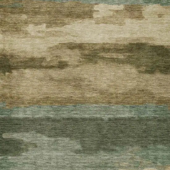 Green And Brown Abstract Washable Indoor Outdoor Area Rug Photo 5