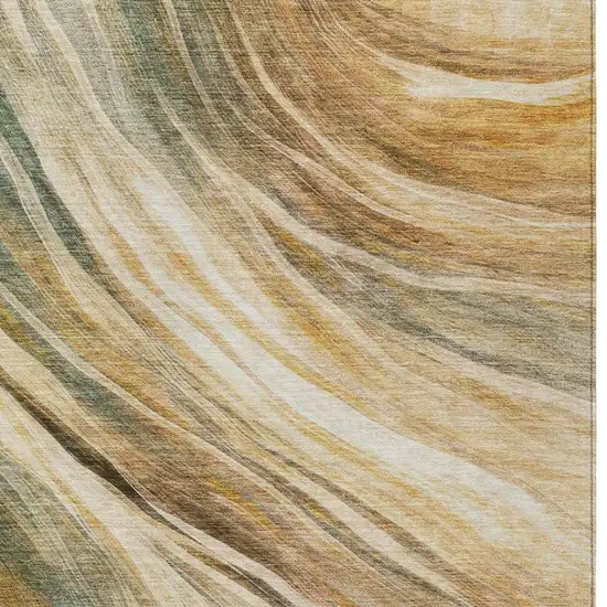 Green And Brown Abstract Washable Indoor Outdoor Area Rug Photo 1