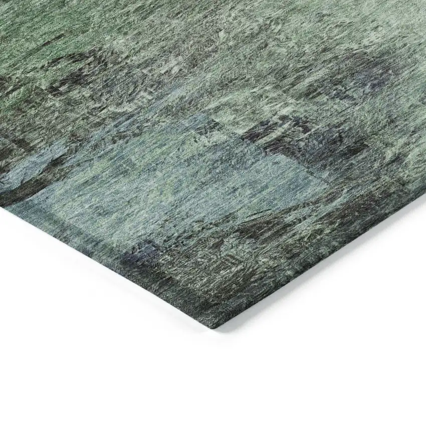 Green And Brown Abstract Washable Indoor Outdoor Area Rug Photo 4