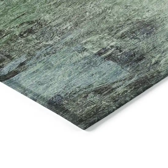 Green And Brown Abstract Washable Indoor Outdoor Area Rug Photo 4