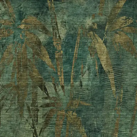 Green And Brown Botanical Leaves Washable Indoor Outdoor Area Rug Photo 4