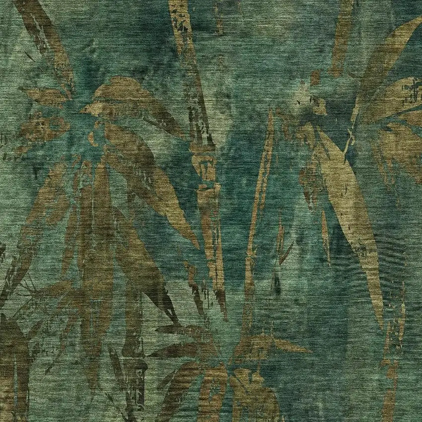 Green And Brown Botanical Leaves Washable Indoor Outdoor Area Rug Photo 5