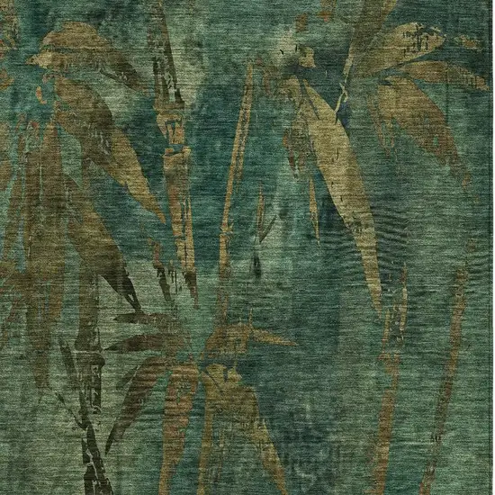 Green And Brown Botanical Leaves Washable Indoor Outdoor Area Rug Photo 4