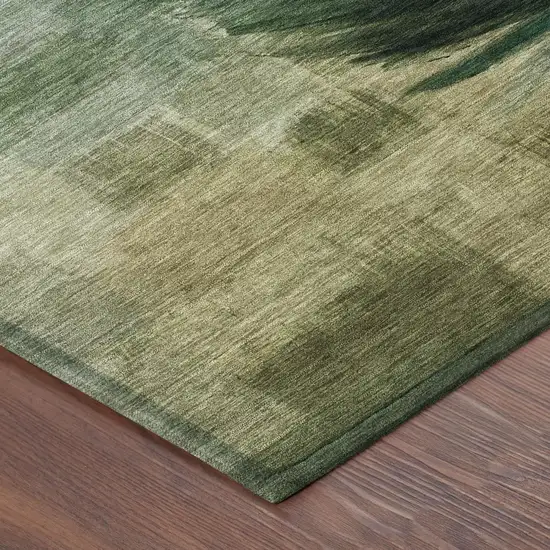 Green And Brown Botanical Leaves Washable Indoor Outdoor Area Rug Photo 5