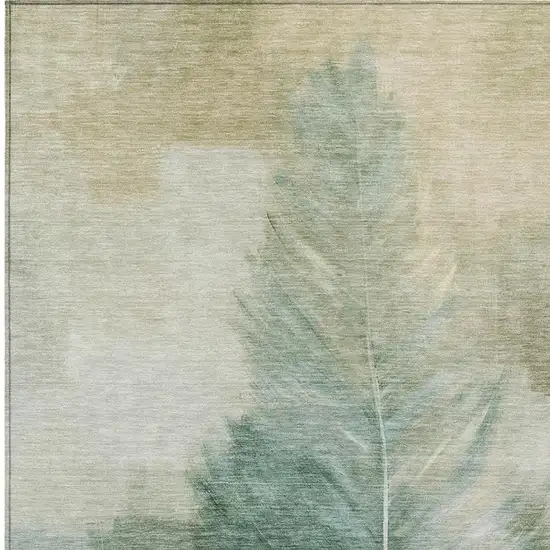 Green And Brown Botanical Leaves Washable Indoor Outdoor Area Rug Photo 3
