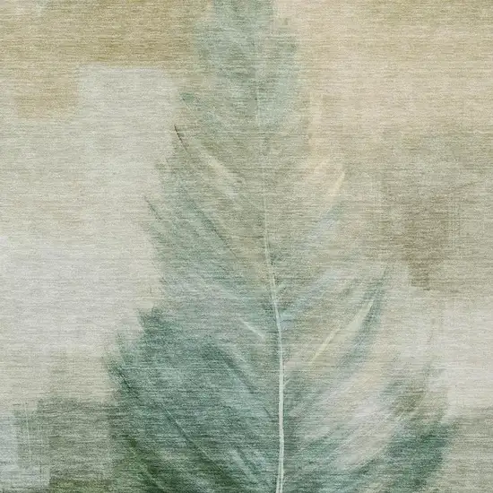 Green And Brown Botanical Leaves Washable Indoor Outdoor Area Rug Photo 3