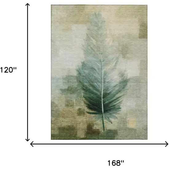 Green And Brown Botanical Leaves Washable Indoor Outdoor Area Rug Photo 7