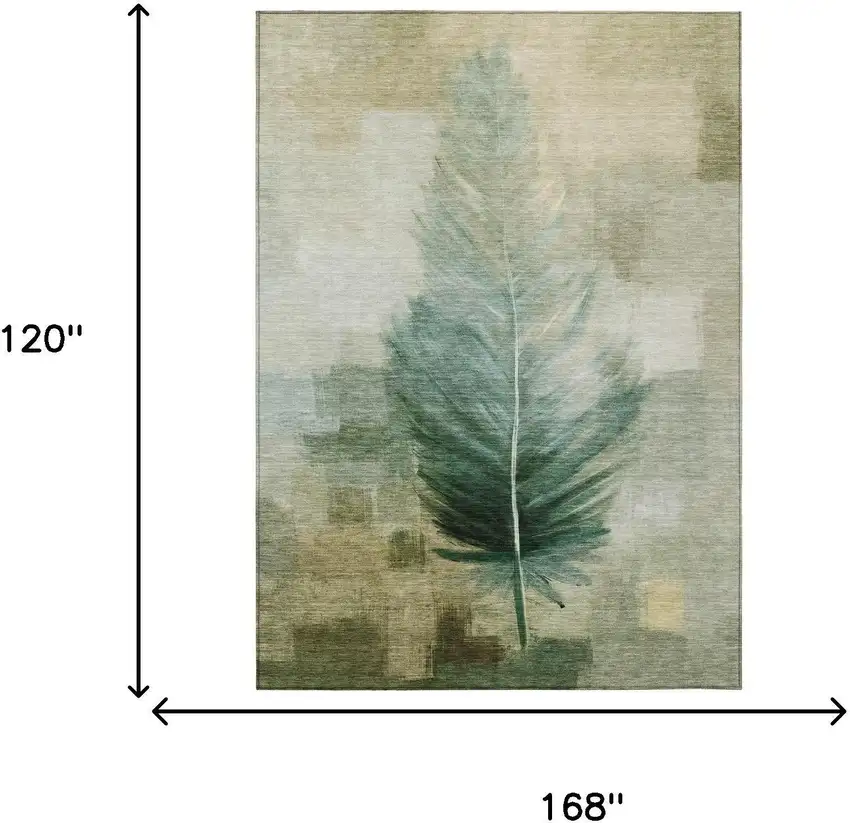 Green And Brown Botanical Leaves Washable Indoor Outdoor Area Rug Photo 7