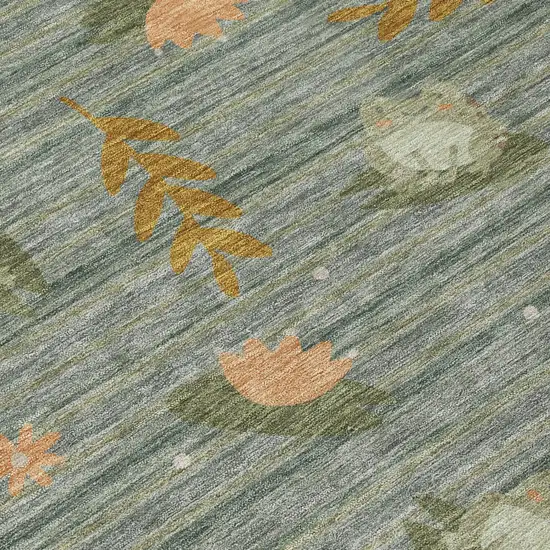 Green And Brown Botanical Leaves Washable Indoor Outdoor Area Rug Photo 4