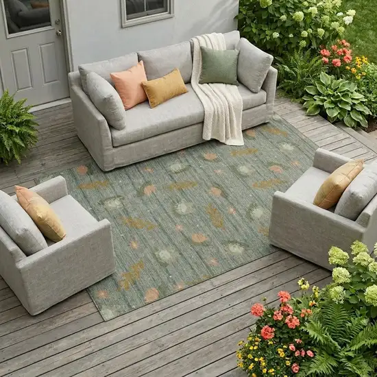 Green And Brown Botanical Leaves Washable Indoor Outdoor Area Rug Photo 1