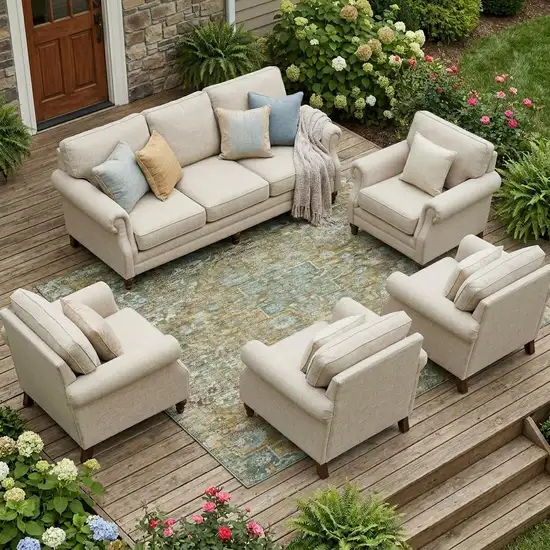 Green And Brown Floral Medallion Washable Indoor Outdoor Area Rug Photo 1