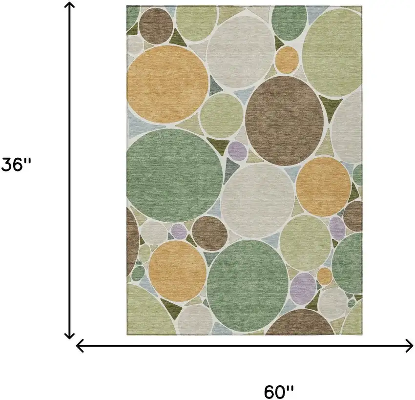 Green And Brown Geometric Washable Indoor Outdoor Area Rug Photo 7