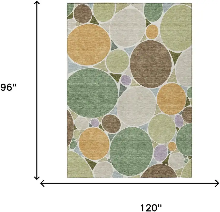Green And Brown Geometric Washable Indoor Outdoor Area Rug Photo 7