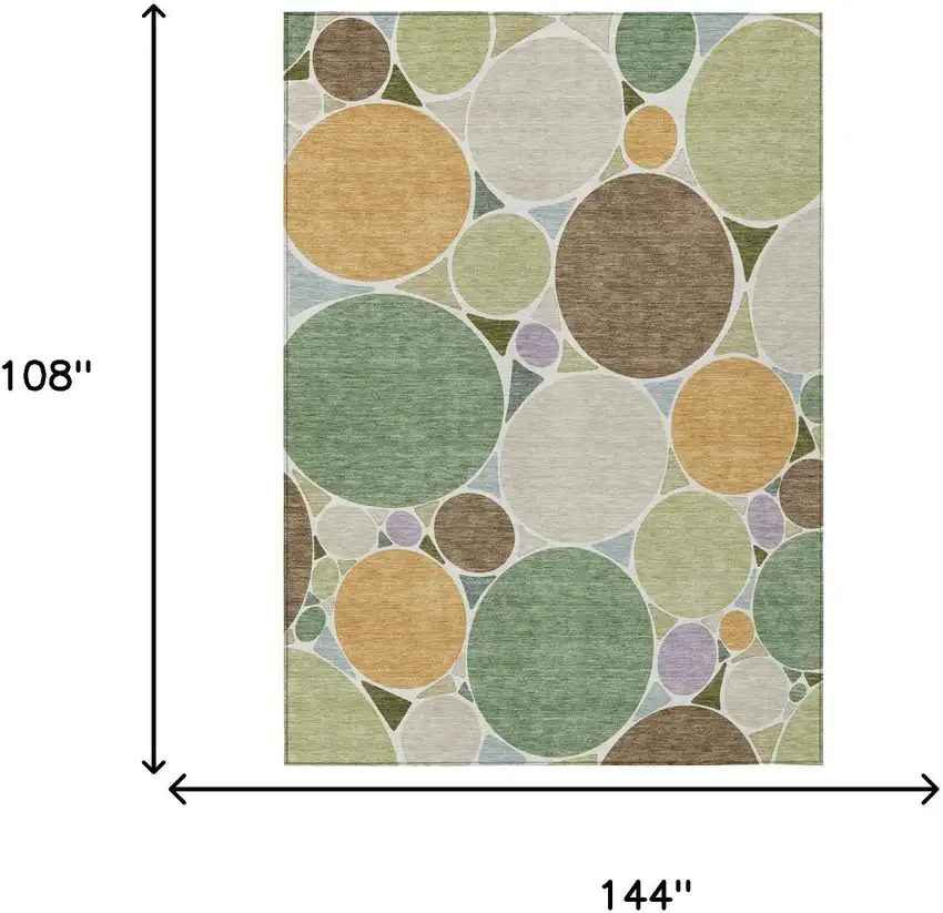 Green And Brown Geometric Washable Indoor Outdoor Area Rug Photo 7