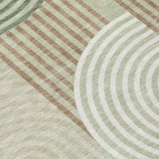 Green And Brown Geometric Washable Indoor Outdoor Area Rug Photo 6