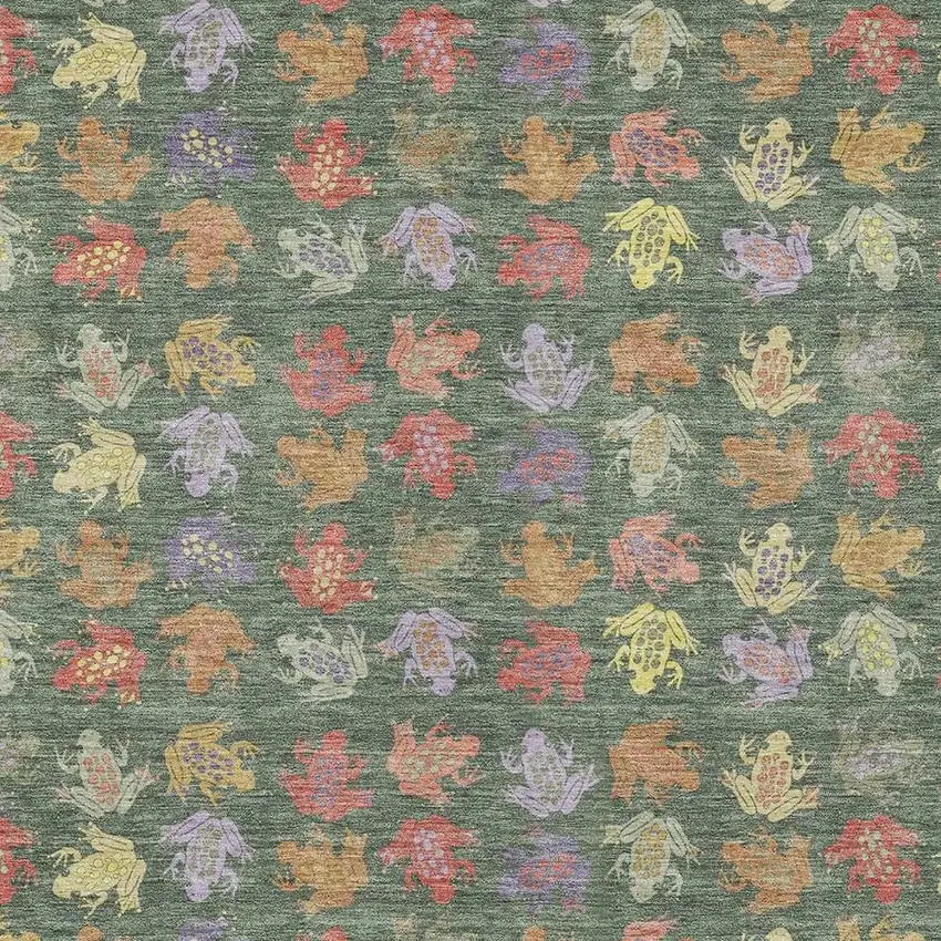 Green And Brown Geometric Washable Indoor Outdoor Area Rug Photo 2