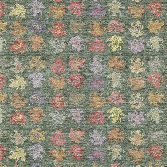 Green And Brown Geometric Washable Indoor Outdoor Area Rug Photo 2