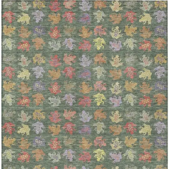 Green And Brown Geometric Washable Indoor Outdoor Area Rug Photo 3