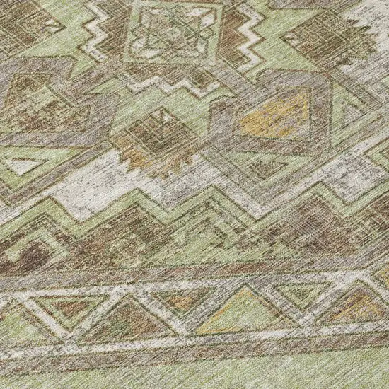 Green And Brown Southwestern Washable Indoor Outdoor Area Rug Photo 4