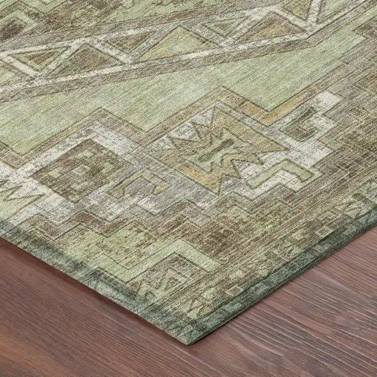 Green And Brown Southwestern Washable Indoor Outdoor Area Rug Photo 3