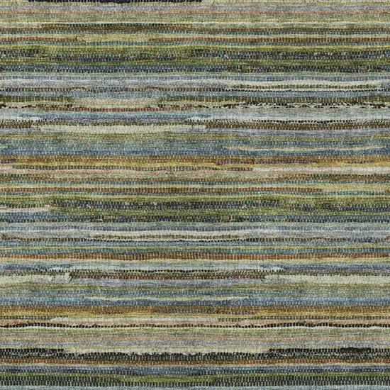 Green And Brown Striped Washable Indoor Outdoor Area Rug Photo 3