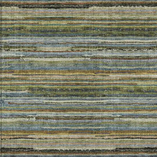 Green And Brown Striped Washable Indoor Outdoor Area Rug Photo 3