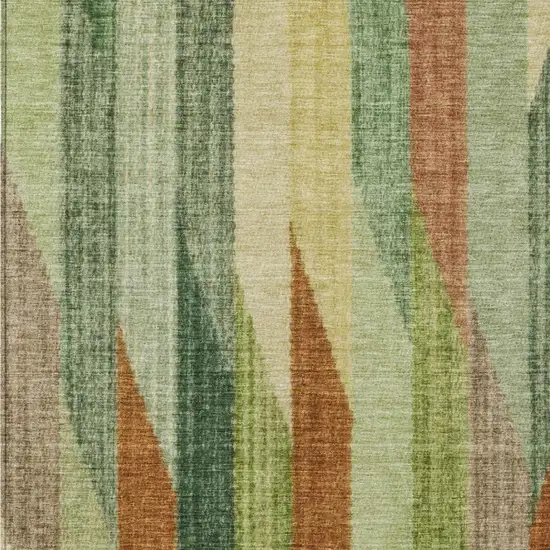Green And Brown Striped Washable Indoor Outdoor Area Rug Photo 3