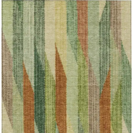 Green And Brown Striped Washable Indoor Outdoor Area Rug Photo 4