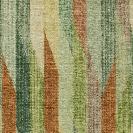Green And Brown Striped Washable Indoor Outdoor Area Rug Photo 3