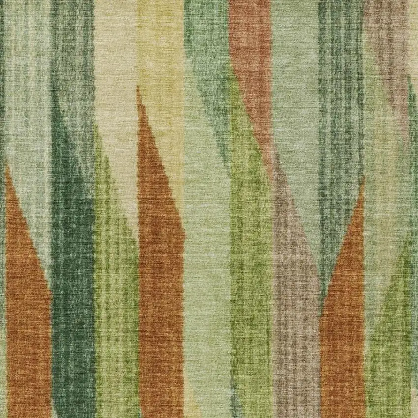 Green And Brown Striped Washable Indoor Outdoor Area Rug Photo 3