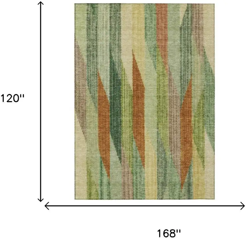 Green And Brown Striped Washable Indoor Outdoor Area Rug Photo 7