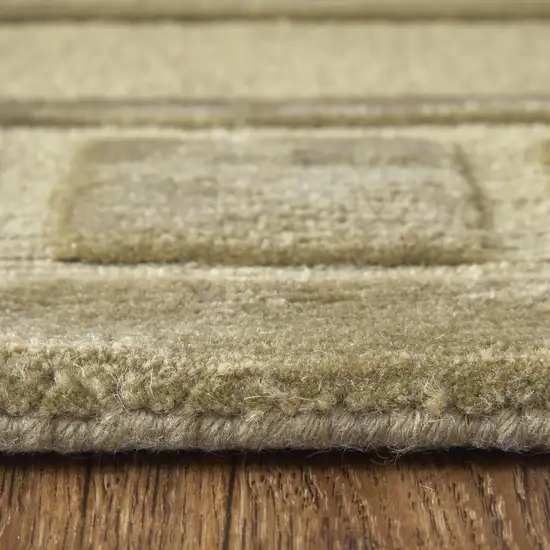 Green And Brown Wool Geometric Hand Knotted Area Rug Photo 6