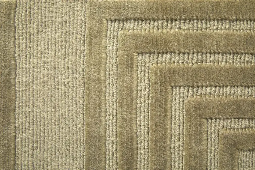 Green And Brown Wool Geometric Hand Knotted Area Rug Photo 4