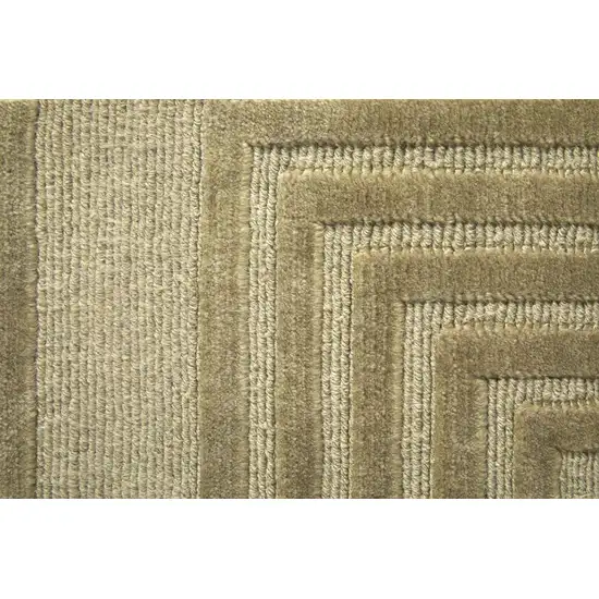 Green And Brown Wool Geometric Hand Knotted Area Rug Photo 4