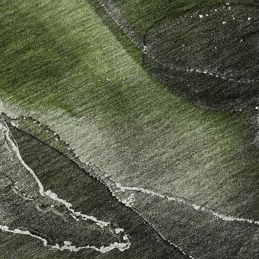 Green And Charcoal Abstract Washable Area Rug With UV Protection Photo 3