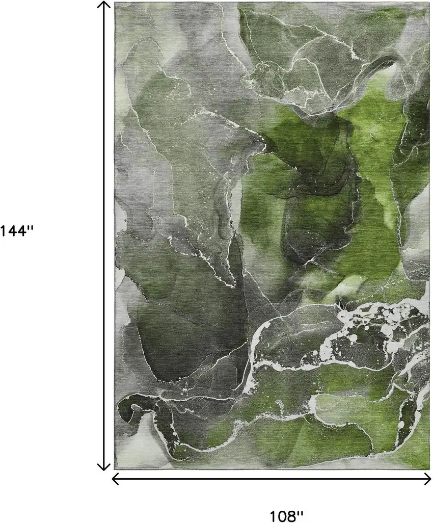 Green And Charcoal Abstract Washable Area Rug With UV Protection Photo 3