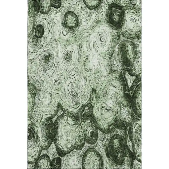 Green And Charcoal Abstract Washable Area Rug With UV Protection Photo 2